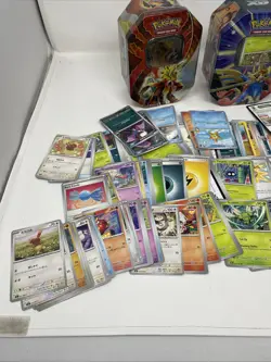 Pokemon Cards Job Lot Unsorted Bundle 400+ Cards Vintage & Modern Collectors tin - Image 3
