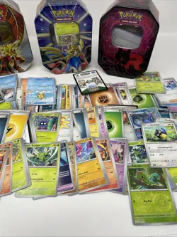 Pokemon Cards Job Lot Unsorted Bundle 400+ Cards Vintage & Modern Collectors tin - Image 5