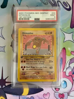 PSA 9 Hitmonlee 42/105 Rare Neo Destiny 2002 1st Edition Pokemon Card - Image 1