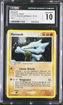 CGC 10 GEM MINT Marowak 2004 EX Fire Red & Leaf Green 7/112 Holo Pokemon Card - Image 1