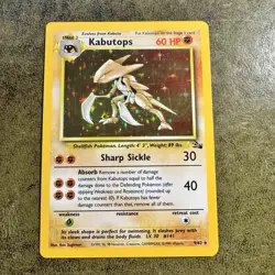 Pokemon TCG Kabutops Holo 9/62 Fossil Card LP Condition - Image 1