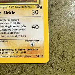 Pokemon TCG Kabutops Holo 9/62 Fossil Card LP Condition - Image 3