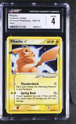 CGC 4 Pikachu Gold Star 2006 EX Holon Phantoms 104/110 Holo Pokemon Card - Image 1