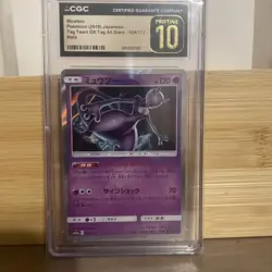 🌗🌓 CGC 10 Pristine Mewtwo 054/173 Holo TAG TEAM GX: Tag All Stars Pokemon Card - Image 1