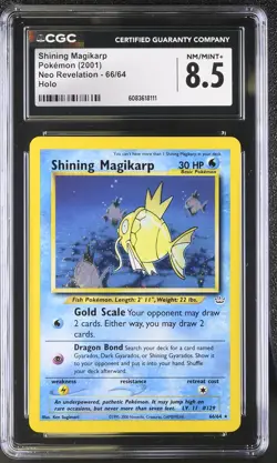 CGC 8.5 Shining Magikarp 2001 Neo Revelation 66/64 Holo Pokemon Card - Image 1
