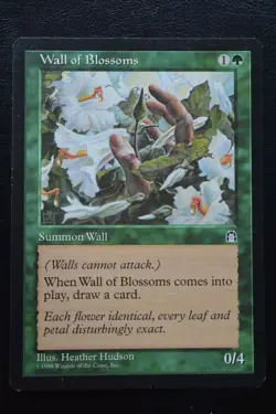 Magic The Gathering MTG WALL OF BLOSSOMS Stronghold LP Lightly Played - Image 1