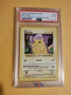 1999 Pokemon Base Set Shadowless Pikachu Yellow Cheeks #58 PSA 9 WOTC - Image 1