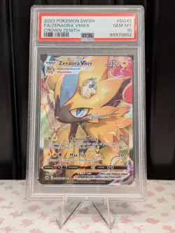 2023 POKEMON SWORD & SHIELD CROWN ZENITH #GG42 FULL ART/ZERAORA VMAX PSA 10 - Image 1