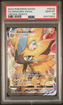 2023 POKEMON SWORD & SHIELD CROWN ZENITH #GG42 FULL ART/ZERAORA VMAX PSA 10 - Image 2