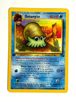 Pokemon TCG Omanyte 52/62 1st Edition Common Fossil WOTC - Image 1