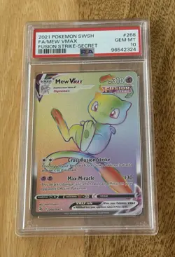 PSA 10 Mew VMAX (Rainbow Secret Rare) 268/264 Swsh08: Pokemon Fusion Strike Holo - Image 1