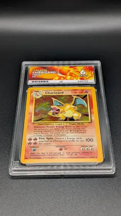 Pokemon TCG Charizard Holofoil Base Set 4/102 1999 ACE Graded 6 - Image 2