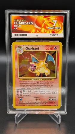 Pokemon TCG Charizard Holofoil Base Set 4/102 1999 ACE Graded 7 - Image 1