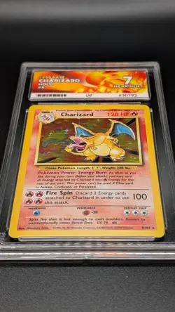 Pokemon TCG Charizard Holofoil Base Set 4/102 1999 ACE Graded 7 - Image 4