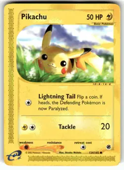 Pokemon Pikachu TCG 124/165 Regular E-Reader Expedition Base Set MP CREASE! - Image 1