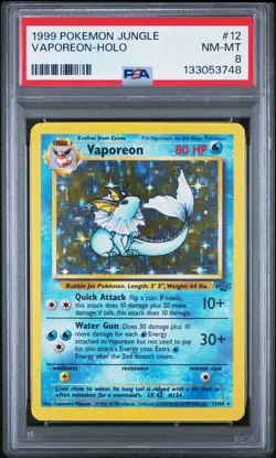 1999 POKEMON JUNGLE #12 VAPOREON-HOLO PSA 8 - Image 1