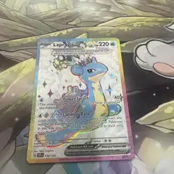 2024 Pokemon Stellar Crown Ultra Rare Full Art Rainbow Holo Lapras Ex 158/142 - Image 3