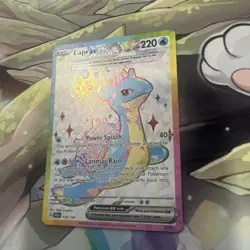 2024 Pokemon Stellar Crown Ultra Rare Full Art Rainbow Holo Lapras Ex 158/142 - Image 4