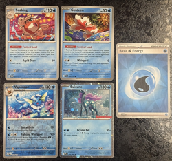 POKEMON TCG CARDS SEAKING-GOLDEEN-VAPOREON-SUICUNE-BASIC ENERGY (SET OF 5) - Image 1