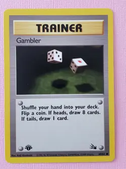 Gambler 60/62 1st Edition Fossil Set Non-Holo Pokemon Card - NM/M - Image 1