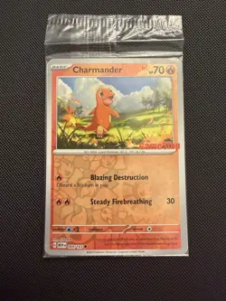 Pokemon TCG Charmander GameStop Exclusive Reverse Holo Promo Card 004/165 Sealed - Image 1
