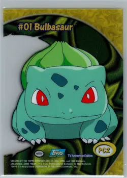 1999 Topps TV Animation Series 1 Clear Card #PC2 BULBASAUR - Image 2