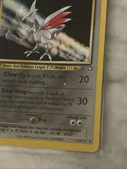 Skarmory Neo Genesis Unlimited Holo Foil 13/111 Pokemon Card Vintage WOTC LP/MP - Image 2