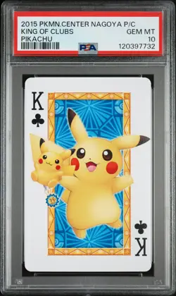 2013 POKEMON CENTER NAGOYA PLAYING CARDS PIKACHU KING OF CLUBS PSA 10 - Image 1