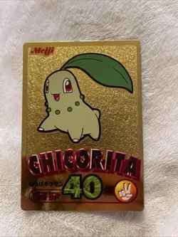 Pokemon Meiji Chikorita Gold Foil Japanese Chocolate Promo Series 2000 Chicorita - Image 1