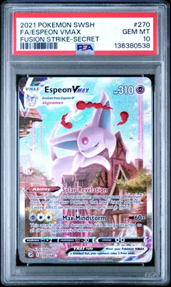 2021 POKEMON SWORD & SHIELD FUSION STRIKE 270 FULL ART ESPEON VMAX SECRET PSA 10 - Image 1