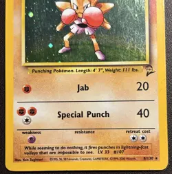 Hitmonchan Holo Vintage LP 8/130 Pokemon Base Set 2 - Image 2