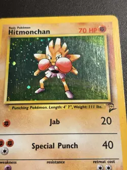 Hitmonchan Holo Vintage LP 8/130 Pokemon Base Set 2 - Image 4