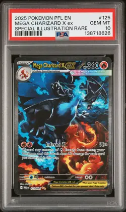 2025 POKEMON PFL EN-PHANTASMAL FLAMES #125 MEGA CHARIZARD X EX PSA 10 - Image 1