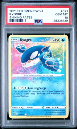 PSA 10 Kyogre Pokemon Sword & Shield Shining Fates Amazing Rare 021/072 - Image 1