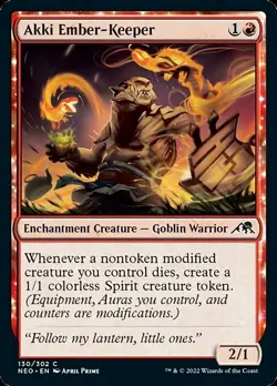 AKKI EMBER-KEEPER x4 mtg NM-M Kamigawa Neon Dynasty 4 Common - Image 1