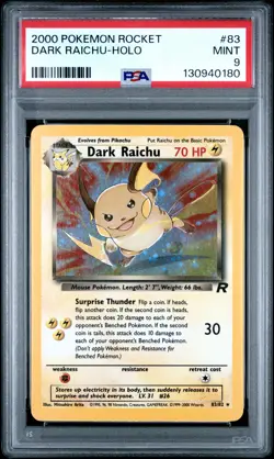 2000 Pokemon Rocket #83 Dark Raichu Holo PSA 9 MINT - Image 1