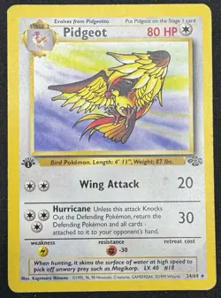 Pokemon TCG Pidgeot 24/64 Jungle Regular Rare 1st Edition HP (Damaged) - Image 1