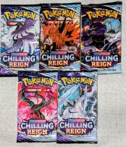 Pokemon Chilling Reign SWSH06 Booster Pack Art Set (5 Packs) -Sealed - Image 1