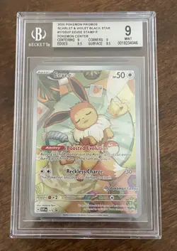 Pokemon TCG Eevee Prismatic Evolutions Pokemon Center Stamped Promo BGS 9 - Image 1