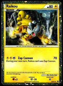 Pokemon Raikou HGSS19 HeartGold & SoulSilver Cosmos Holo Black Star Promo - MP - Image 1