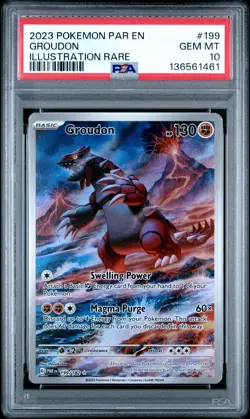 2023 Pokemon Paradox Rift Groudon Illustration Rare 199/182 PSA 10 - Image 1