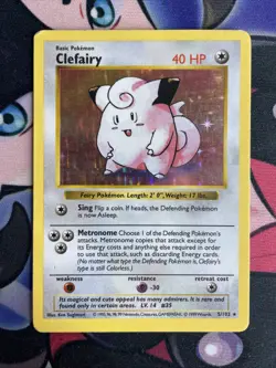 Pokemon Clefairy Foil 5/102 Rare Holo Shadowless 1999 MP - Image 1