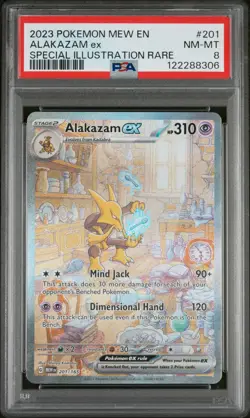 2023 POKEMON MEW EN-151 SPECIAL ILLUSTRATION RARE #201 ALAKAZAM EX PSA 8 - Image 1