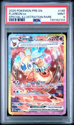 2025 POKEMON PRE EN-PRISMATIC EVOLUTIONS #146 FLAREON EX PSA 9 - Image 1