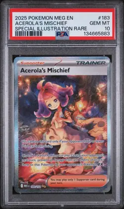 Pokemon TCG Acerola's Mischief 183/132 MEG EN Special Illustration Rare PSA 10 - Image 1