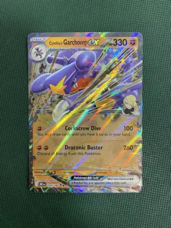 Pokemon TCG Card Destined Rivals Cynthia’s Garchomp EX 104/182 Double Rare - Image 1