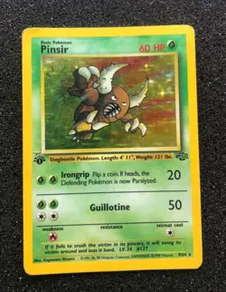 Pinsir 9/64 Rare 1st Edition HOLO Scratch Error Pokemon Card Jungle Set NM WOTC - Image 1