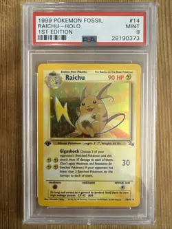 Raichu - 14/62 - Pokemon Fossil 1st Edition Holo Rare Card WOTC PSA 9 - Image 1