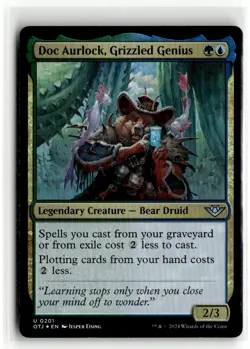2024 MTG OTJ Doc Aurlock, Grizzled Genius U Foil Legendary Creature #201 - Image 1