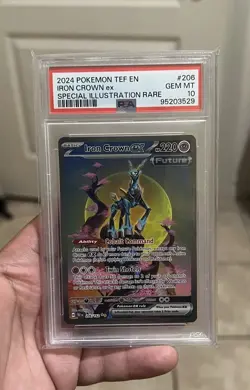 2024 POKEMON TEMPORAL FORCES 206 IRON CROWN EX SPECIAL ILLUSTRATION RARE PSA 10 - Image 1